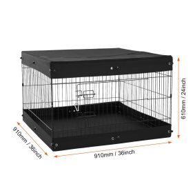 Dog Playpen, 4 Pcs 24 x 36 in Panels Foldable Metal Pet Exercise Pen, Dog Fence Indoor and Outdoor Pen with Door, Top Cover, and Bottom Pad